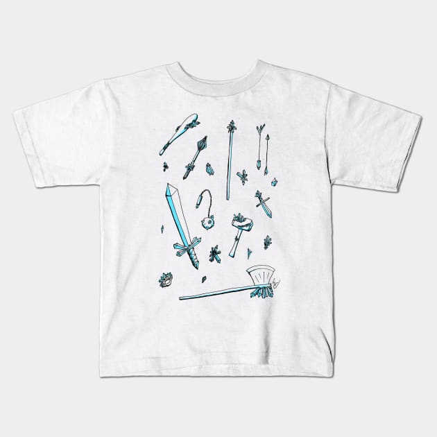 Crystal Weapons Kids T-Shirt by themanyartsofknight